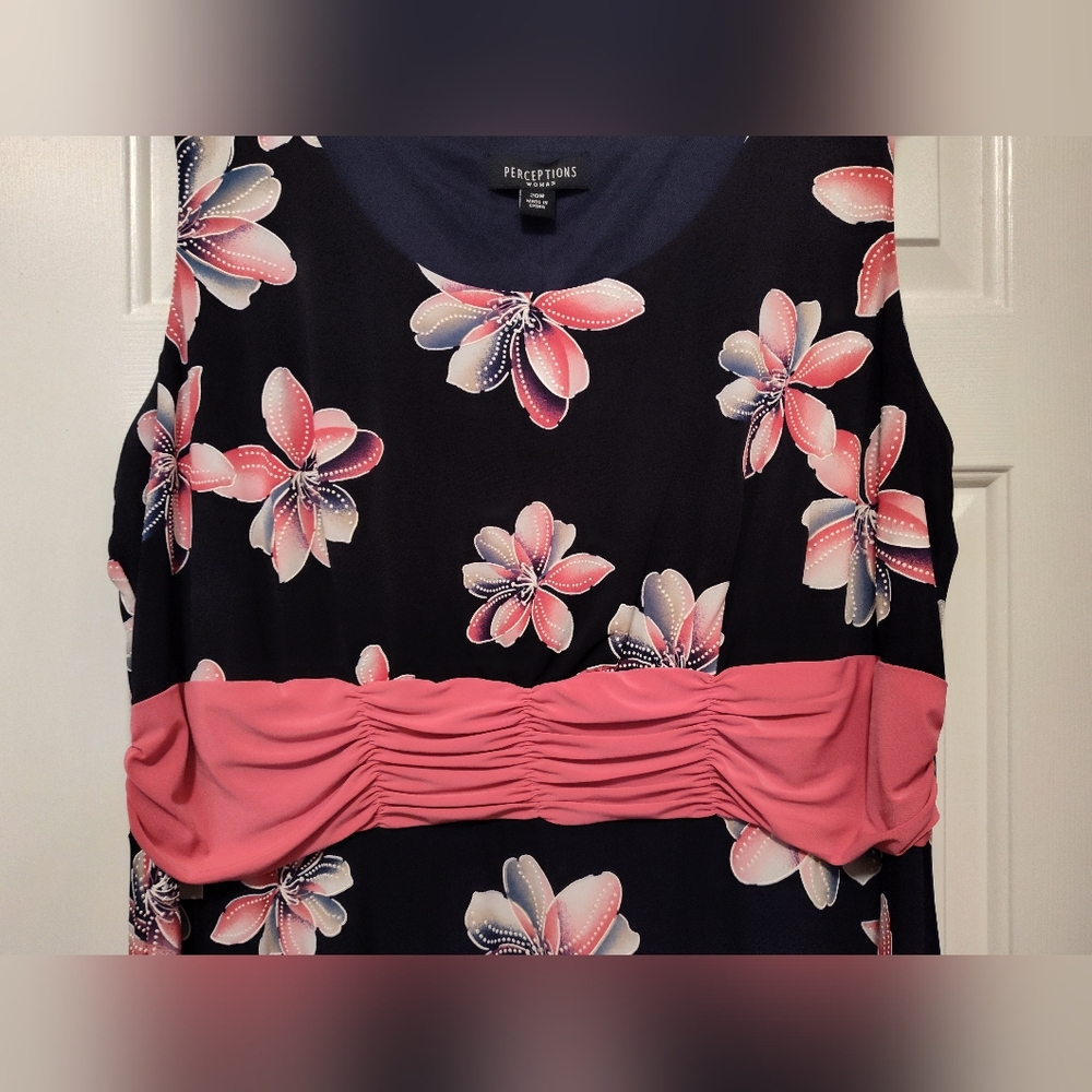 Perceptions Pink and Dark Blue Floral Dress - Picture 6 of 13